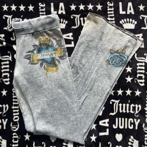 SINFUL AFFLICTION PANTS TATTOO RHINESTONES GRUNGE MEDIUM 💙💀💛